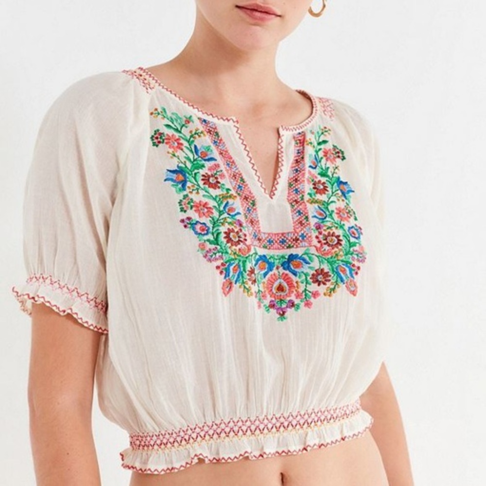 Urban Outfitters Embroidered Crop Top